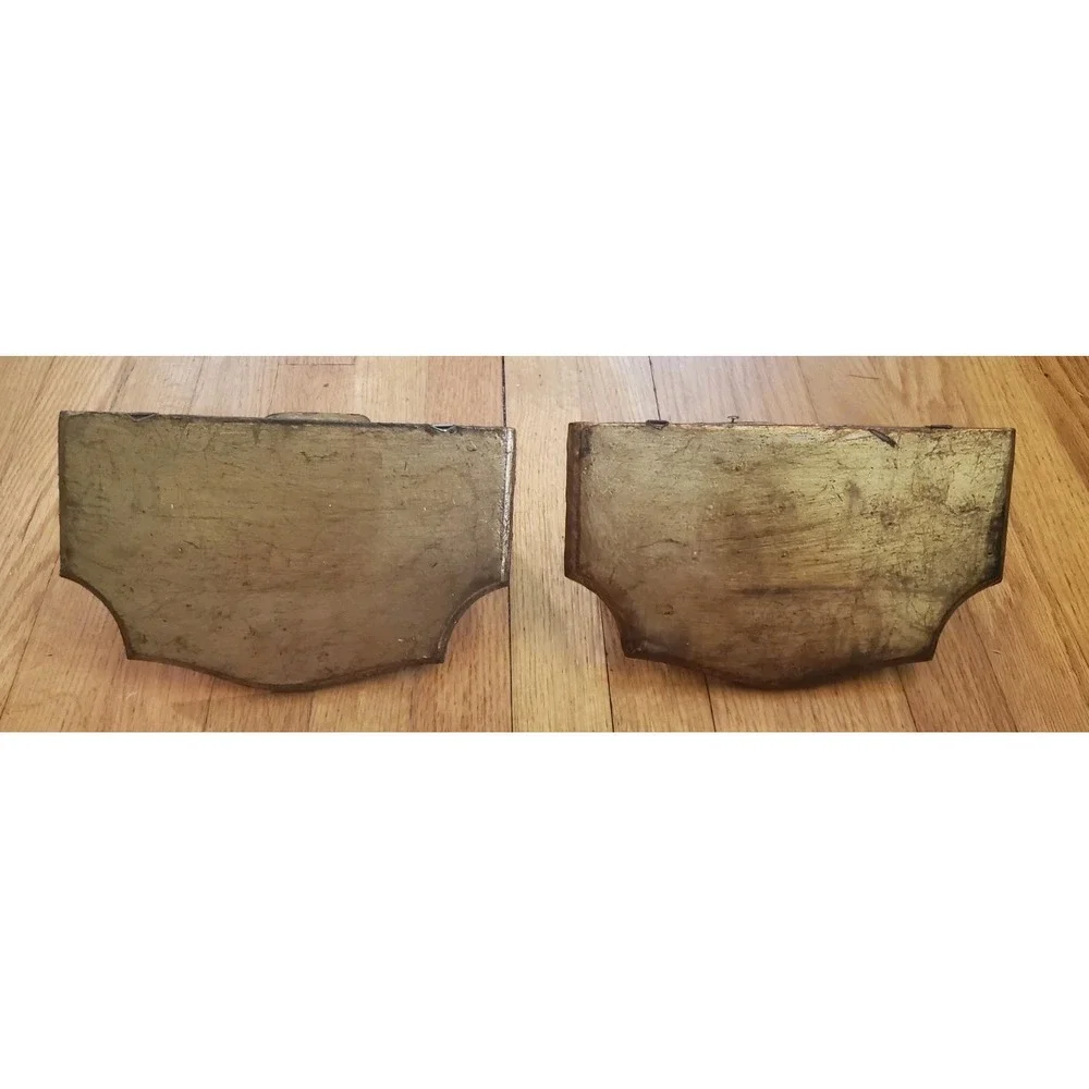 Vtg Pair Gilt Carved Wood Scallop Shell Wall Shelves Corbels Hollywood Regency